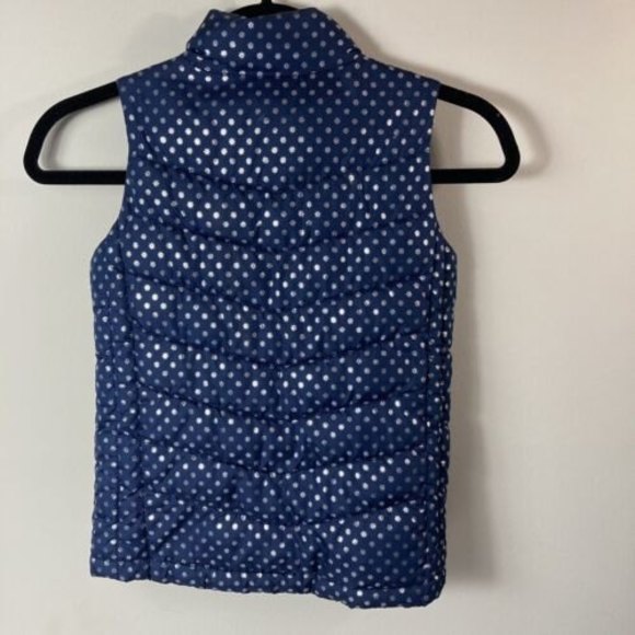 GAP Kids Girls Medium Puffer Vest Full Zip Blue With Silver Snowflakes Accent - Picture 2 of 7